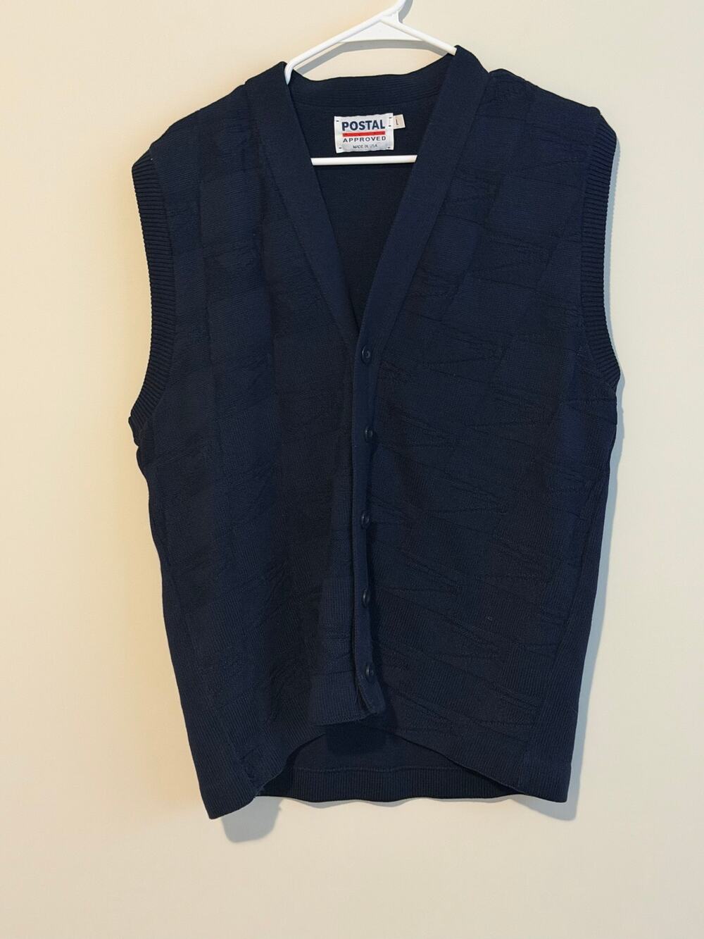Vintage 90s USPS Eagle Print Sweater Vest Mens L USA Post Office